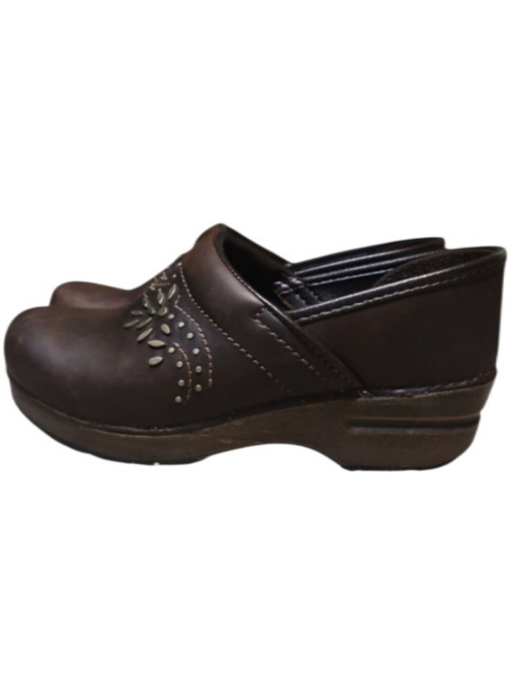 Dansko Patricia Embellished Brown Leather Clogs